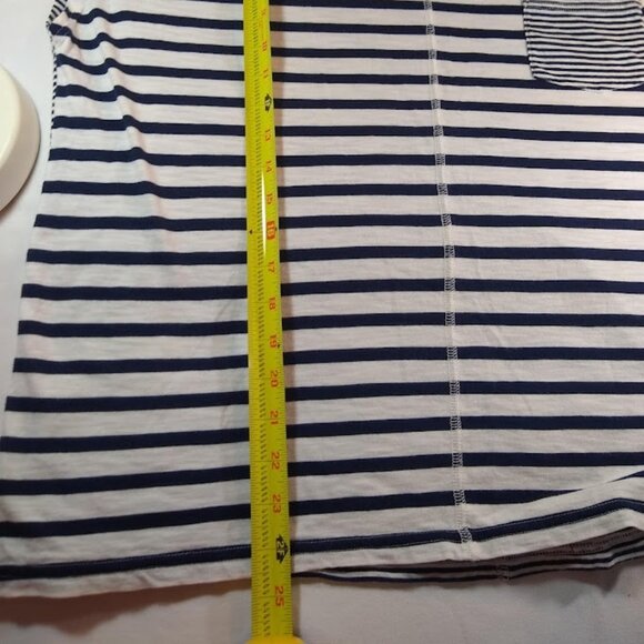 Chaps women's 1X blue & white striped cap sleeve tee - Picture 4 of 9